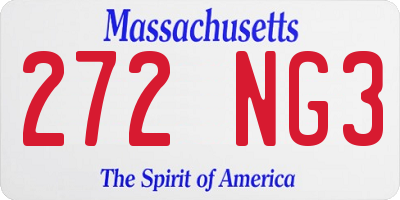 MA license plate 272NG3