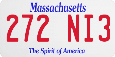 MA license plate 272NI3