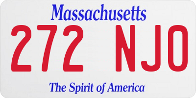MA license plate 272NJ0