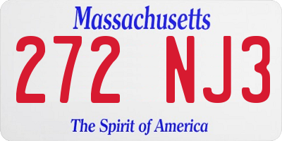 MA license plate 272NJ3