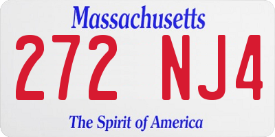 MA license plate 272NJ4