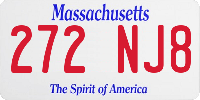 MA license plate 272NJ8