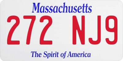 MA license plate 272NJ9
