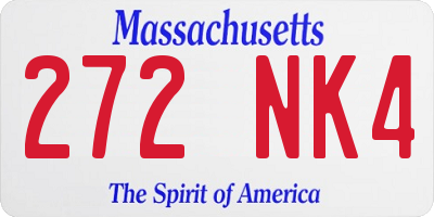 MA license plate 272NK4