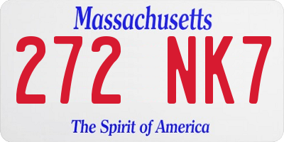 MA license plate 272NK7
