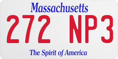 MA license plate 272NP3