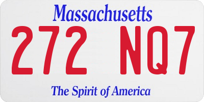 MA license plate 272NQ7