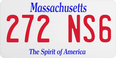 MA license plate 272NS6