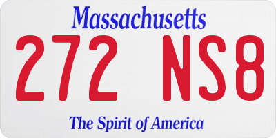 MA license plate 272NS8