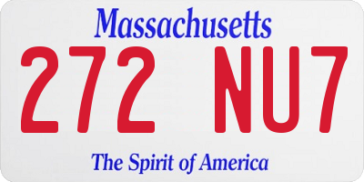 MA license plate 272NU7