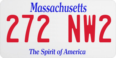 MA license plate 272NW2
