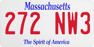 MA license plate 272NW3