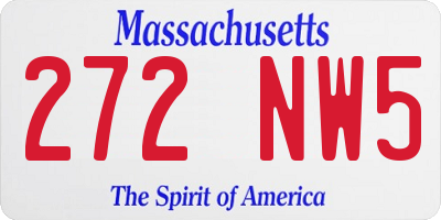 MA license plate 272NW5