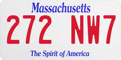 MA license plate 272NW7