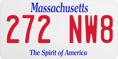 MA license plate 272NW8