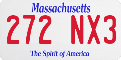MA license plate 272NX3