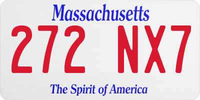 MA license plate 272NX7