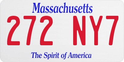 MA license plate 272NY7