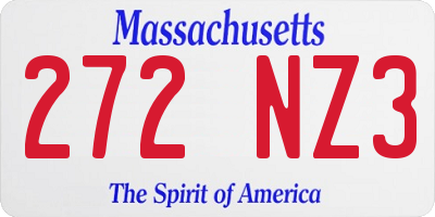 MA license plate 272NZ3