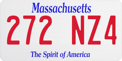 MA license plate 272NZ4