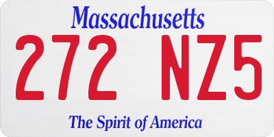 MA license plate 272NZ5