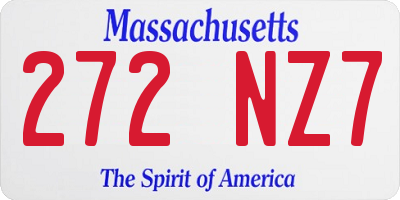 MA license plate 272NZ7