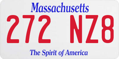 MA license plate 272NZ8