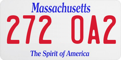 MA license plate 272OA2