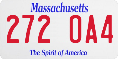 MA license plate 272OA4