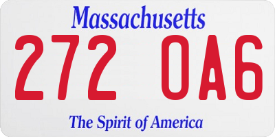 MA license plate 272OA6