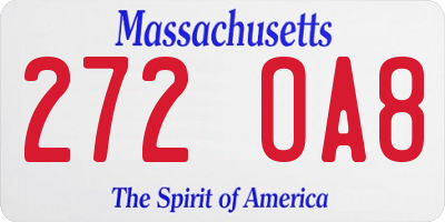 MA license plate 272OA8
