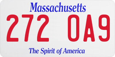 MA license plate 272OA9
