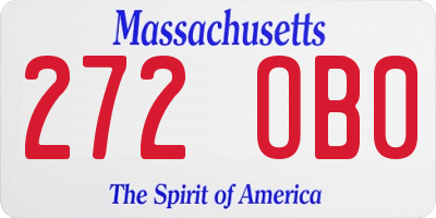MA license plate 272OB0