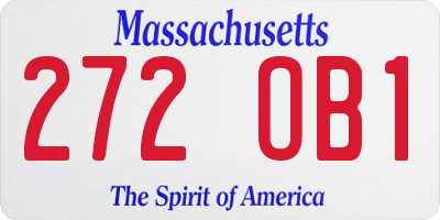 MA license plate 272OB1
