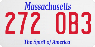 MA license plate 272OB3