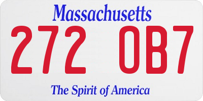 MA license plate 272OB7