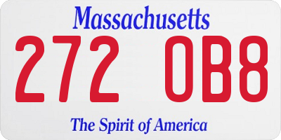 MA license plate 272OB8
