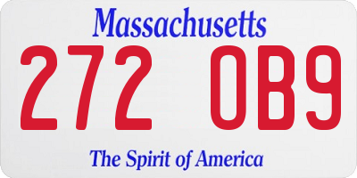 MA license plate 272OB9