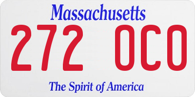 MA license plate 272OC0