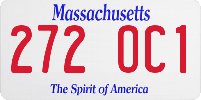 MA license plate 272OC1