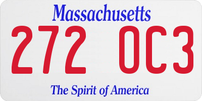 MA license plate 272OC3
