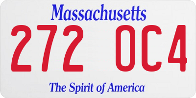 MA license plate 272OC4