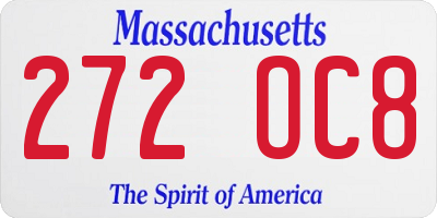 MA license plate 272OC8
