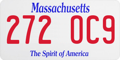 MA license plate 272OC9