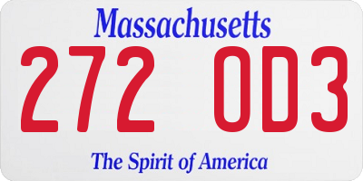 MA license plate 272OD3