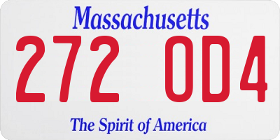 MA license plate 272OD4