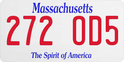 MA license plate 272OD5