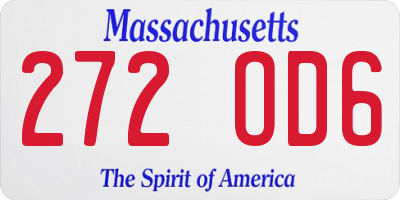 MA license plate 272OD6