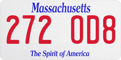 MA license plate 272OD8