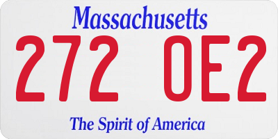 MA license plate 272OE2